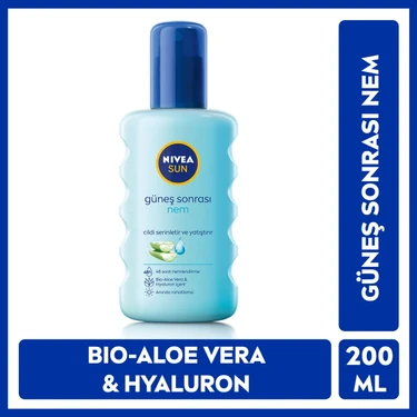NIVEA SUN Güneş Sonrası Nemlendirici Sprey 200ml, Serinletici ve Ferahlatıcı, Yatıştırıcı, Aloe