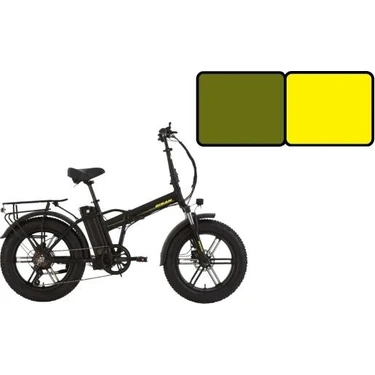 Bisan E-Folding Gaz Kollu F4 Elektrikli Katlanır Bisiklet 43CM Md 20 Jant 7 Vites Haki