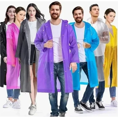 Nuveden Kadın Erkek Yağmurluk Kapüşonlu Çıtçıtlı Eva Raincoat (4887)