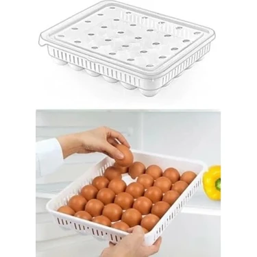 Hakay 30'lu Kapaklı Yumurta Saklama Kabı, Akrilik Plastik