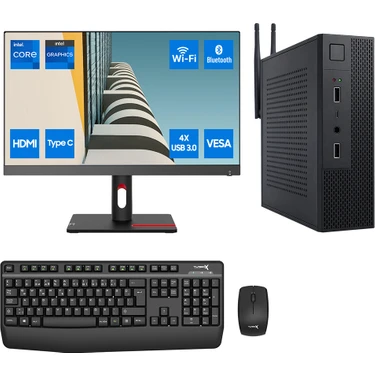 Turbox MINI-115 I5 7400 16GB Ram 256GB M2 Nvme SSD 23.8 Inç Fhd Lenovo Monitör Kurumsal Ofis Mini