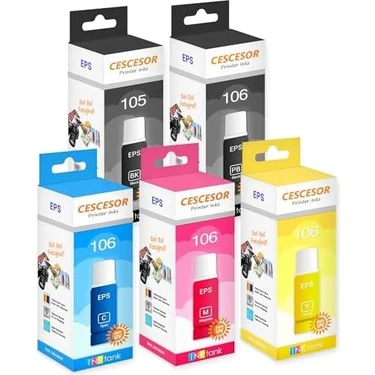 Epson 105-106 Için 4 Renk Mürekkep Seti 1X140ML 4X70