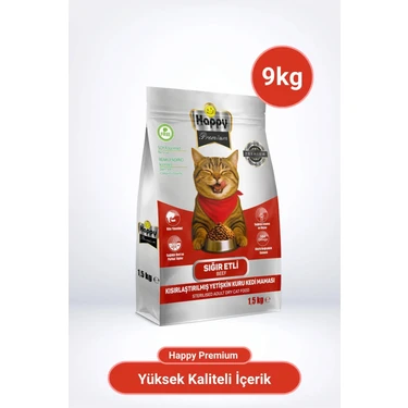 Happy Kısırlaştırılmış Sığır Etli Kuru Kedi Maması 9 kg Fiyatı
