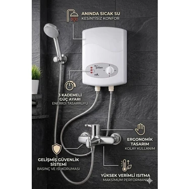 Cesaa Elektrik Aura Ihlas 105A6 Banyo Şofbeni (Montaj Hariç) Ihlas Yeni Nesil Aura Akıllı