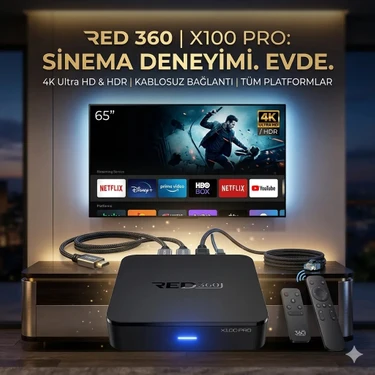 Redline RED360 X100 Pro 16GB Google TV 4K Çözünürlük 2GB RAM Wi-Fi ve Ethernet