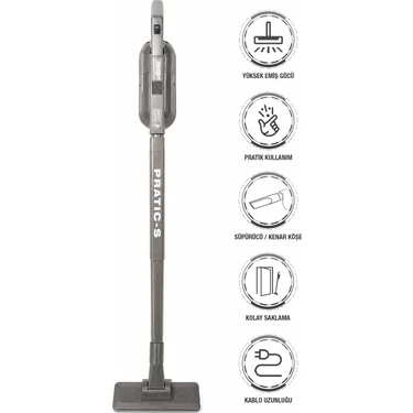 Fantom P1200 Pratic-s Toz Torbasız Elektrikli Dikey Süpürge Antrasit
