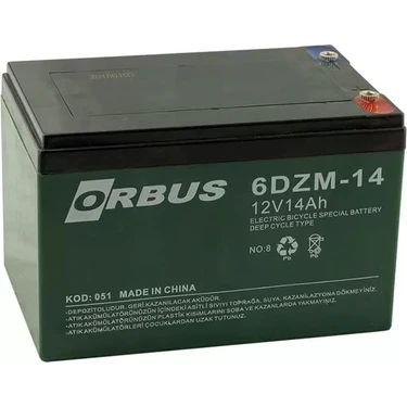 Uravas Store Orbus Kıjo 12 Volt 14 Amper Elektrikli Bisiklet Aküsü (150X97X95