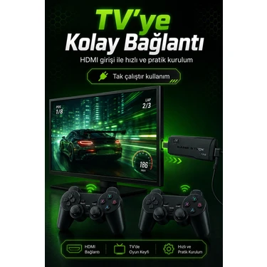 Uravas Store 2.4g Kablosuz Oyun Konsolu HDMI Tv Bağlantılı Çift Kollu Klasik Oyun