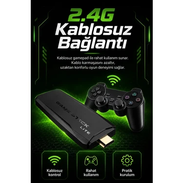 Uravas Store Tv Uyumlu Kablosuz Oyun Konsolu Çift Gamepadli Klasik Arcade Oyun Cihazı
