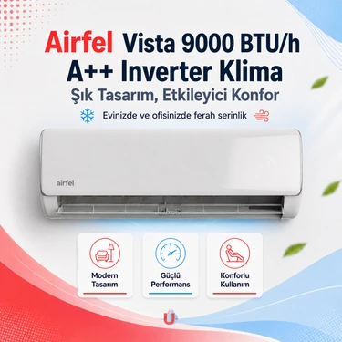 Airfel Vista Serisi 2026  9.000 Btu/h A++ Inverter Klima