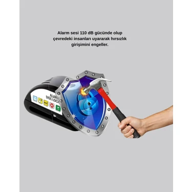 Uravas Store 110 Db Alarmlı Disk Fren Kilidi Su Geçirmez Çelik Gövde Motosiklet