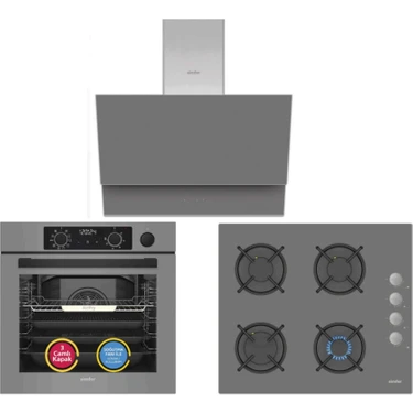 Simfer 11 Fonksiyon Gri 3'lü Ankastre Set (8246 Fırın + 3538 Ocak + 8736
