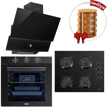 Luxell 88 Lt Süper Kristal Siyah Cam Ankastre