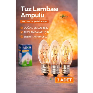 7W Seffaf Tuz Lambasi Ampulu - Gece Lambasi (3 Adet) Seffaf Parfüm Ampul E14