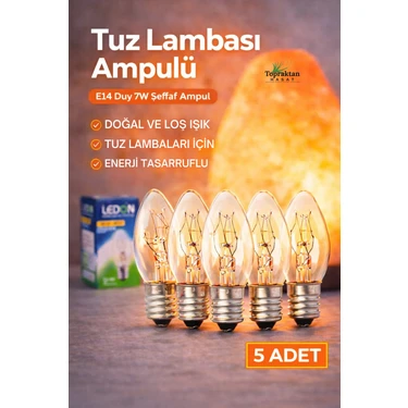 7W Seffaf Tuz Lambasi Ampulu - Gece Lambasi (5 Adet) Seffaf Parfüm Ampul E14