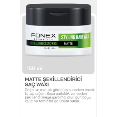 Fonex Fnx Wax Mat Extra Strong 150 ml Saç Şekillendirme Waxı Koyu Renkli Mat