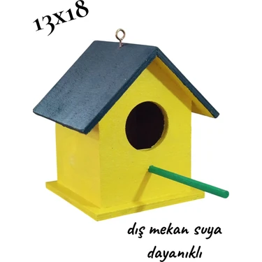 Değerli Hobi Ahşap Kuş Yuvası Kuş Evi Vernikli Kancalı 13x18 