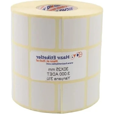 Die Grup 30MM x 25MM Eko Termal Etiket - 3000 Adet, 3'lü