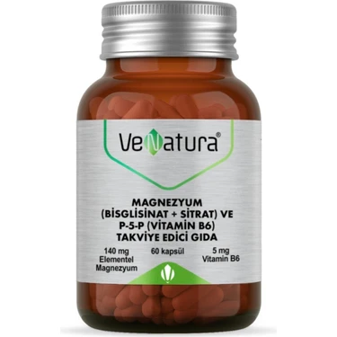 Venatura Magnezyum Bisglisinat + Sitrat ve P-5-P (Vitamin B6) 60