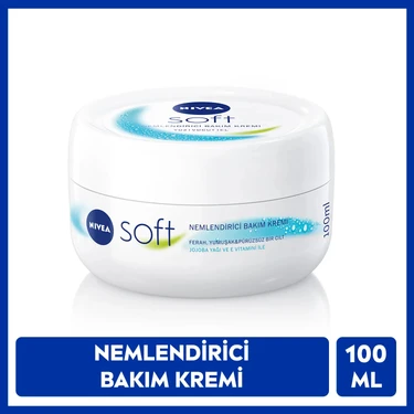 Nivea Soft Nemlendirici El Yüz ve Vücut Bakım Kremi 100ml, Jojoba Yağı, E Vitamini, Yumuşak Cilt