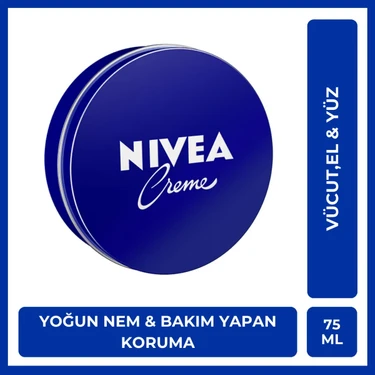 NIVEA Creme Nemlendirici Bakım Kremi 75ml, Uzun Süreli Yoğun Nemlendirici, El Yüz Ve Vücut, Yumuşak
