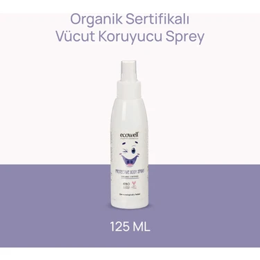 Ecowell Bebek Koruyucu Sprey 125 ml Organik Vegan Lavanta Limon Okaliptus Yağlı Yüz ve