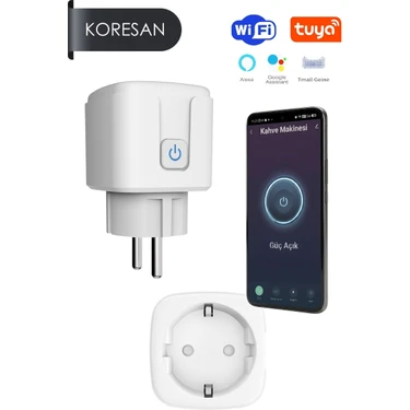 Koresan Akıllı Priz Wifi - Tuya Türkçe Arayüz, 16A Uzaktan Kontrol, Sesli