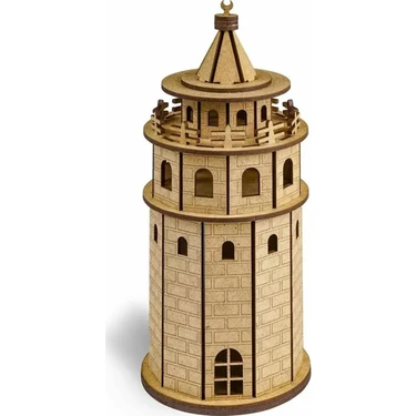 Südor Wood Ahşap Kendin Yap Galata Kulesi Maket 100 x 100 x 230 mm Ahşap Malzemeden