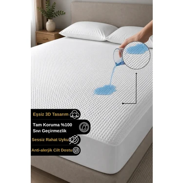 Senpai Home 3d-Fitted Dört Mevsim Anti-Alerjen Sıvı Geçirmez Kabartmalı Yumuşak Yüzeyli Alez