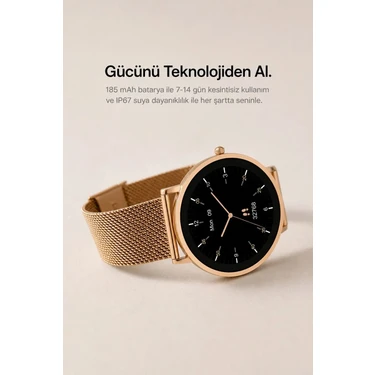 Fro LW43 Gold Kasa 43 mm Gold Çelik Hasır Kordon Akıllı Saat Fiyatı