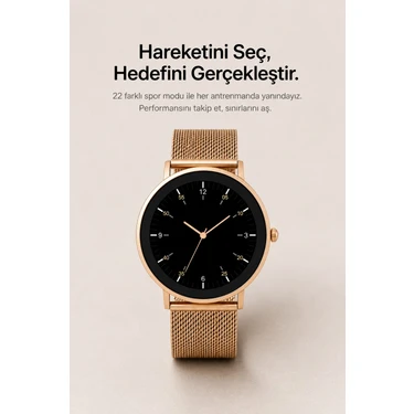 Fro LW43 Gold Kasa 43 mm Gold Çelik Hasır Kordon Akıllı Saat Fiyatı