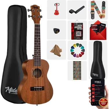 Midex CT-24MC Set Maun Concert Ukulele (Capo Metod Nota Sticker Askı