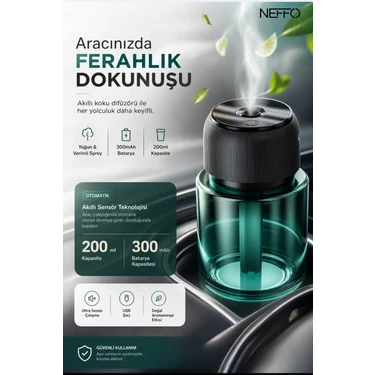 Neffo Akıllı Araç içi Aroma Kokusu Plastik Koku Giderici USB Type-C