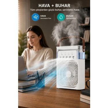 Blackbird Game Center Glr HR001 Beyaz Sulu Fan Masa Üstü Mini Klima Vantilatör Işıklı