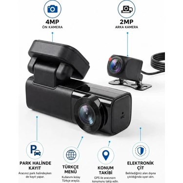 Secuzi 4G Dashcam Araç Kamerası Uzaktan Erişim | GPS | 4MP ÖN 2MP ARKA KAMERA | Filo/Rent A Car