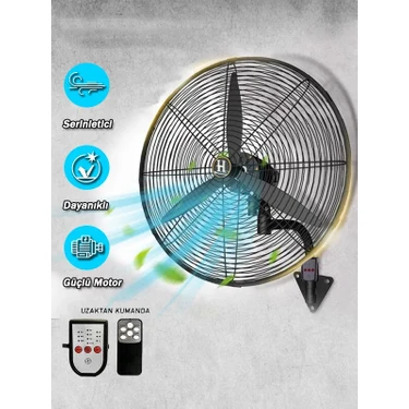Harlem 30 Inç 240W Sanayi Tipi Kumandalı Vantilatör 80 Cm Duvar Tipi