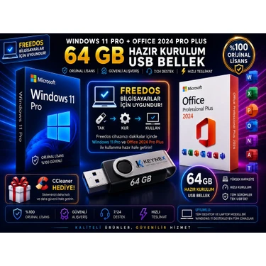 Microsoft Windows 11 Pro + Office 2024/2026 Pro Plus | 64 GB Fiyatı