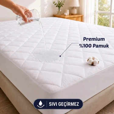 Formeya Kapitone Fitted Full Kenar Su Sıvı Geçirmez %100 Pamuk Yatak Koruyucu Alez Tek Çift Battal