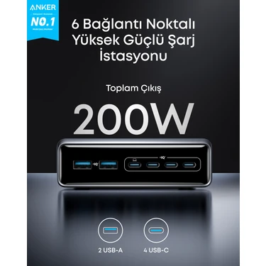 Anker Prime 200W USB-C Şarj Cihazı, 6 Bağlantı Noktalı GaN Fiyatı