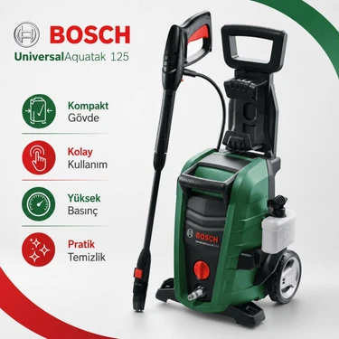 BOSCH 高圧洗浄機 Universalaquatak 125 Bosch - 125 Bar 1500W Ekonomik - Universalaquatak Basincli Fiyatı