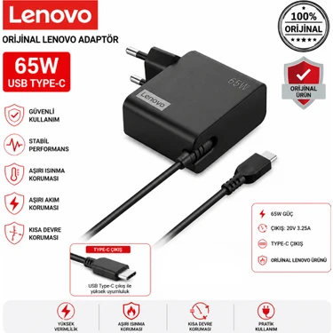 İnfostar Orijinal Lenovo ADLX65YDC3D Type-C Laptop Adaptör Fiyatı