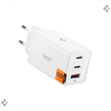 Spigen 67 W USB-C + USB-A 3 Port Hızlı Şarj Aleti PPS 3.0 Super Hızlı Şarj Ga N Pro Isı Düşürücü Güç Adaptörü Akım Koruma i Phone & Android & i Pad & Mac Book Type-C Beyaz - ACH08710 (Spigen TR Garantili) ürün görseli