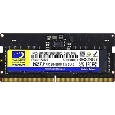 Twinmos Ddr5 8gb 5600MHZ CL46 Notebook Ram (TMD58GB5600S46) Fiyatı
