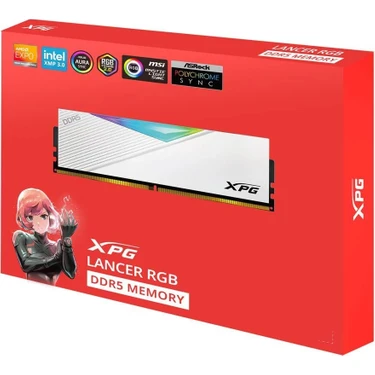 XPG Lancer Beyaz RGB DDR5-6000Mhz CL30 64GB (2x32GB) Dual Fiyatı