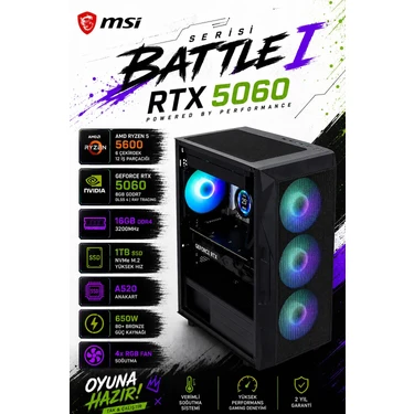 Güneysu Gaming R5-5060 Ryzen 5 5600 16GB Ddr4 1tb SSD Fiyatı