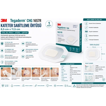 3m Tegaderm Chg 1657R Kateter Sabitleme Örtüsü 8,5 x 11,5 cm Fiyatı