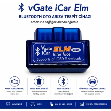 Vgate İcar Elm Obd2 Çift Anakartlı Bluetooth PIC18F25K80 Fiyatı