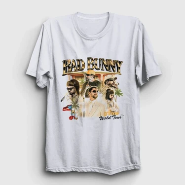 Unisex Beyaz World Tour Dtmf Bad Bunny T-Shirt 605430TT Fiyatı