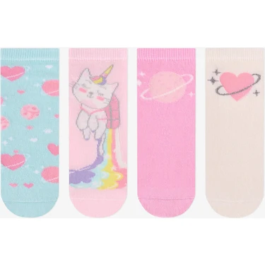 Penti Kız Çocuk Caticorn Galaxy Unicorn Desenli Pamuklu 4 Çift Soket