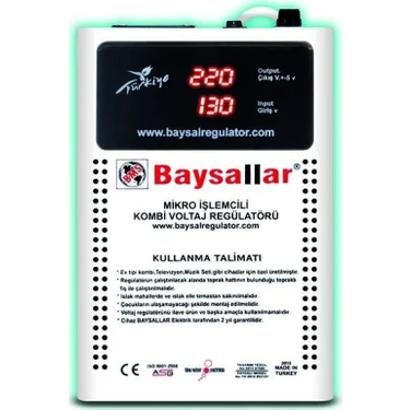 Baysallar Mikro İşlemcili Kombi Voltaj Regülatörü 500 Va Türkiye Üretimi Güçlü